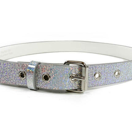 BT100RN-175GLT SILVER HOLOGRAPHIC PLAIN BELT WITH GROMMET