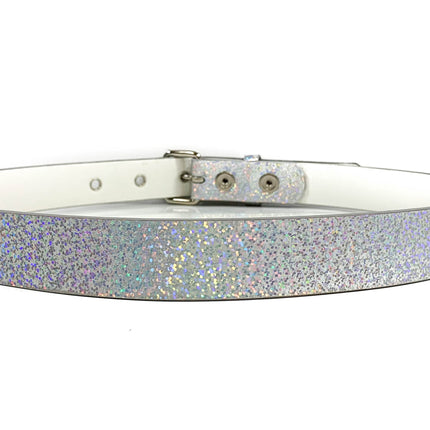 BT100RN-175GLT SILVER HOLOGRAPHIC PLAIN BELT WITH GROMMET