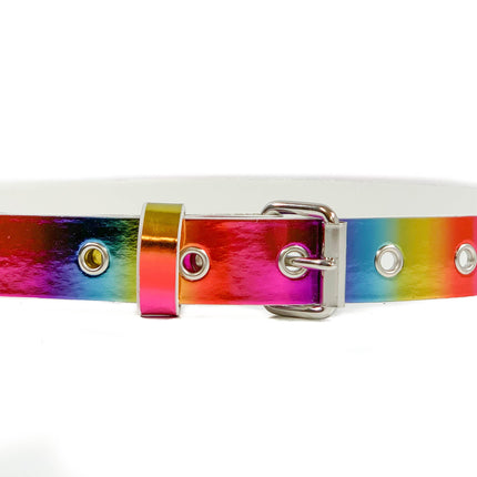 BT100RN-175MULTI  MULTI-COLOR HOLOGRAPHIC PLAIN BELT WITH GROMMET