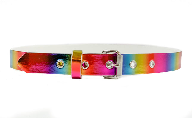 BT100RN-175MULTI  MULTI-COLOR HOLOGRAPHIC PLAIN BELT WITH GROMMET