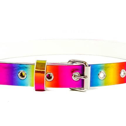 BT100RN-175MULTI  MULTI-COLOR HOLOGRAPHIC PLAIN BELT WITH GROMMET