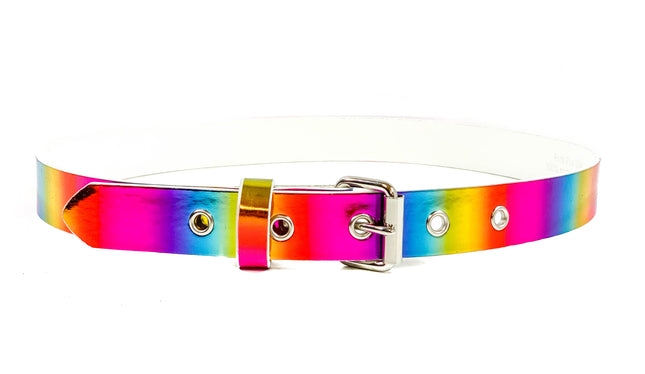 BT100RN-175MULTI  MULTI-COLOR HOLOGRAPHIC PLAIN BELT WITH GROMMET