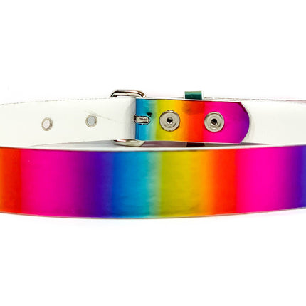 BT100RN-175MULTI  MULTI-COLOR HOLOGRAPHIC PLAIN BELT WITH GROMMET