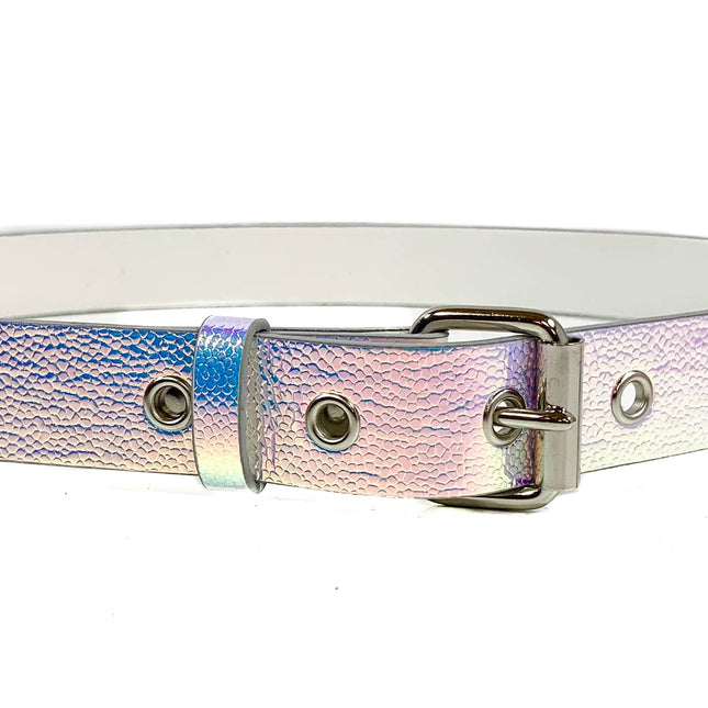 BT100RN-175PBL MULTI-COLOR HOLOGRAPHIC PLAIN BELT WITH GROMMET