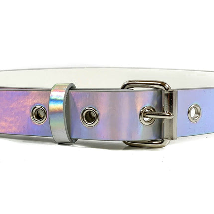 BT100RN-175SIL SILVER HOLOGRAPHIC PLAIN BELT WITH GROMMET