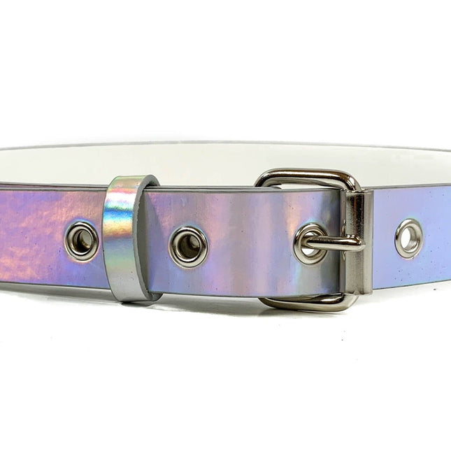 BT100RN-175SIL SILVER HOLOGRAPHIC PLAIN BELT WITH GROMMET