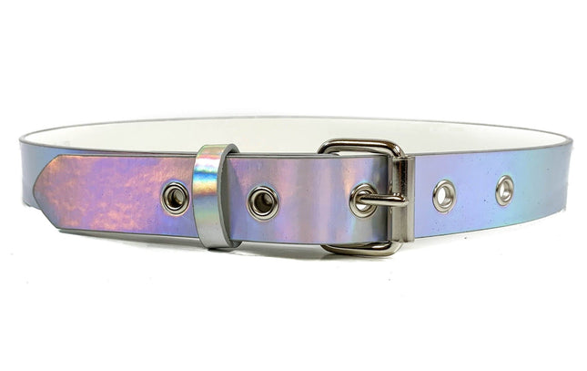 BT100RN-175SIL SILVER HOLOGRAPHIC PLAIN BELT WITH GROMMET