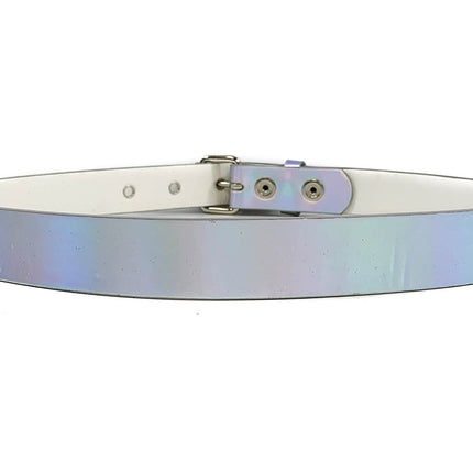 BT100RN-175SIL SILVER HOLOGRAPHIC PLAIN BELT WITH GROMMET