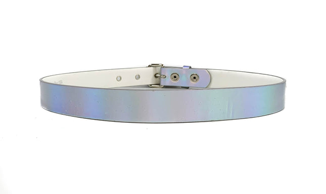 BT100RN-175SIL SILVER HOLOGRAPHIC PLAIN BELT WITH GROMMET