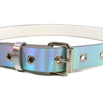 BT100RN-175SIL SILVER HOLOGRAPHIC PLAIN BELT WITH GROMMET