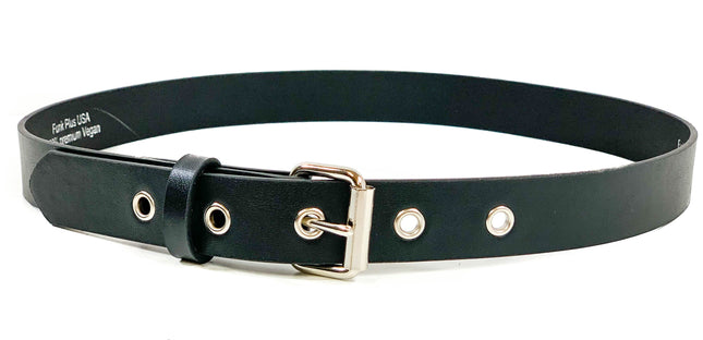 BT100EYE-175 BLACK LEATHER PLAIN BELT WITH GROMMET