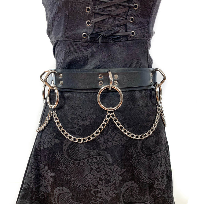 BT546VG.BLK  VEGAN BONDAGE BELT WITH CHAIN