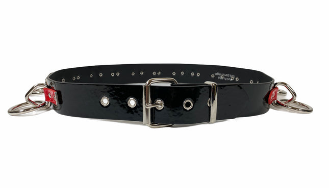 BT562BLK-RED   LARGE O RING STRAPPED BONDAGE BELT