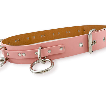 BT562M VEGAN  LARGE O RING STRAPPED BONDAGE BELT