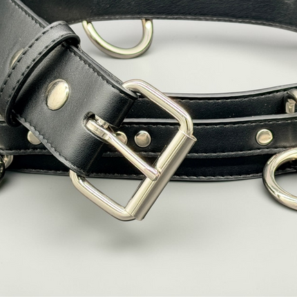 BT562VG-BLK VEGAN LEATHER STRAPPED BONDAGE BELT