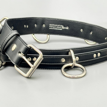 BT562VG-BLK VEGAN LEATHER STRAPPED BONDAGE BELT