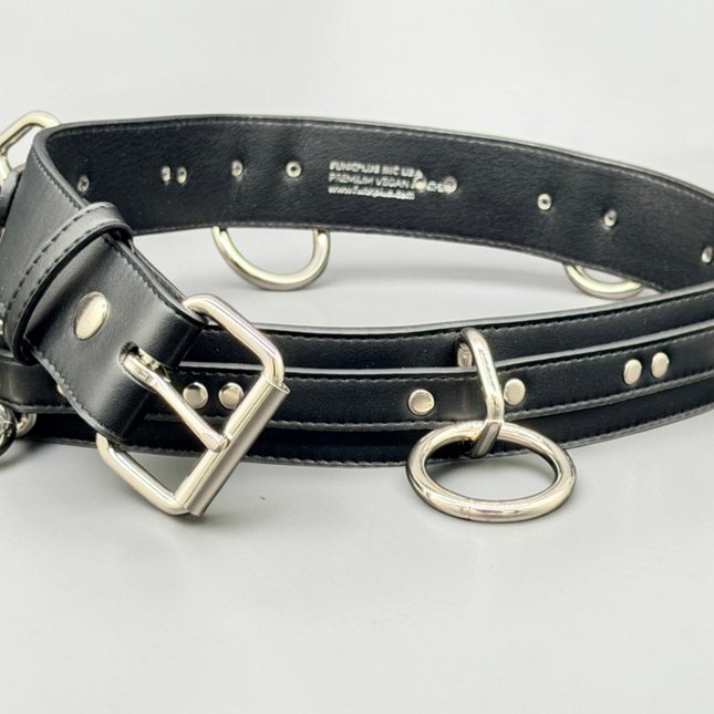 BT562VG-BLK VEGAN LEATHER STRAPPED BONDAGE BELT