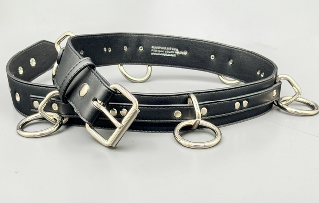 BT562VG-BLK VEGAN LEATHER STRAPPED BONDAGE BELT