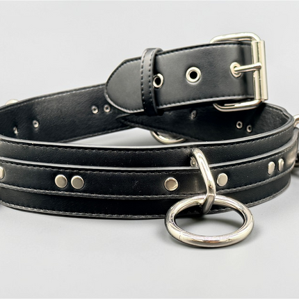BT562VG-BLK VEGAN LEATHER STRAPPED BONDAGE BELT
