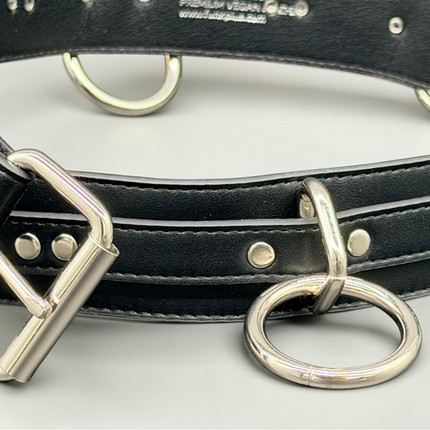 BT562VG-BLK VEGAN LEATHER STRAPPED BONDAGE BELT