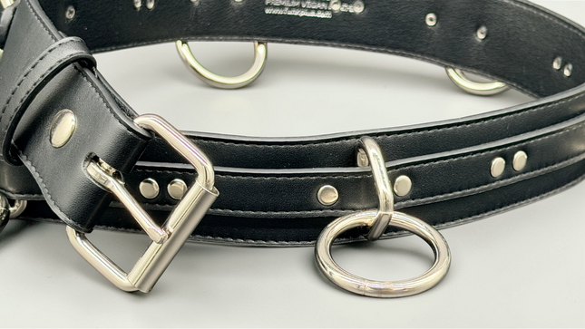 BT562VG-BLK VEGAN LEATHER STRAPPED BONDAGE BELT