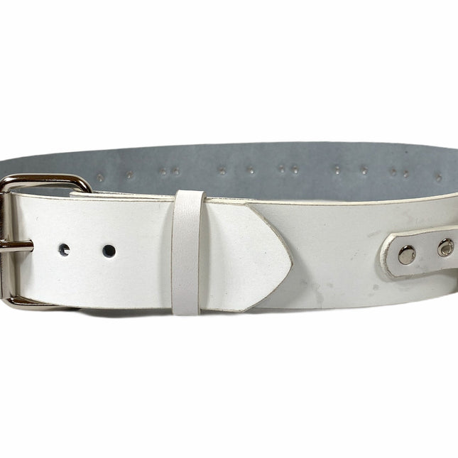 BT562VG-WHT  VEGAN  LARGE O RING STRAPPED BONDAGE BELT