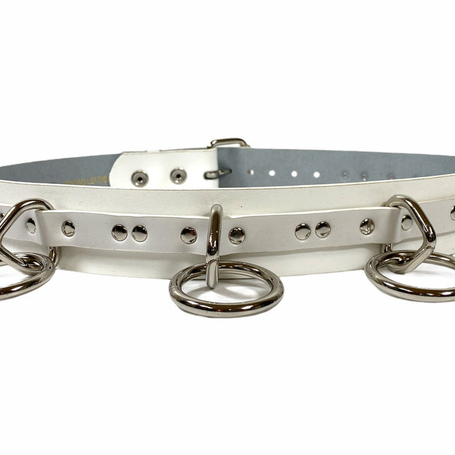 BT562VG-WHT  VEGAN  LARGE O RING STRAPPED BONDAGE BELT