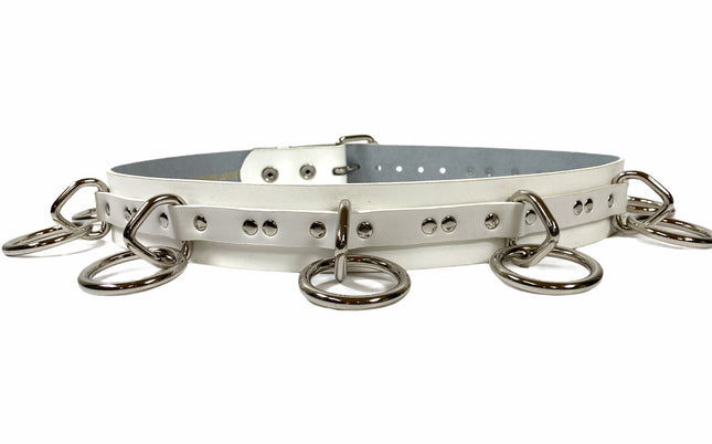 BT562VG-WHT  VEGAN  LARGE O RING STRAPPED BONDAGE BELT