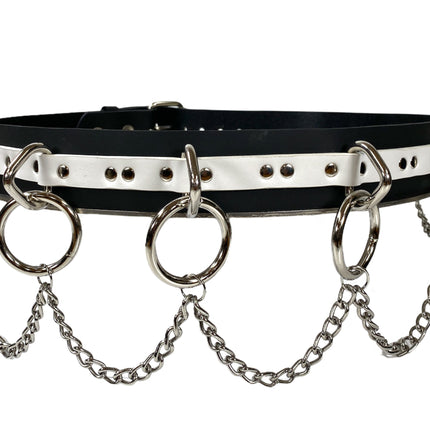 BT565BLK-WHT STRAPPED BONDAGE BELT