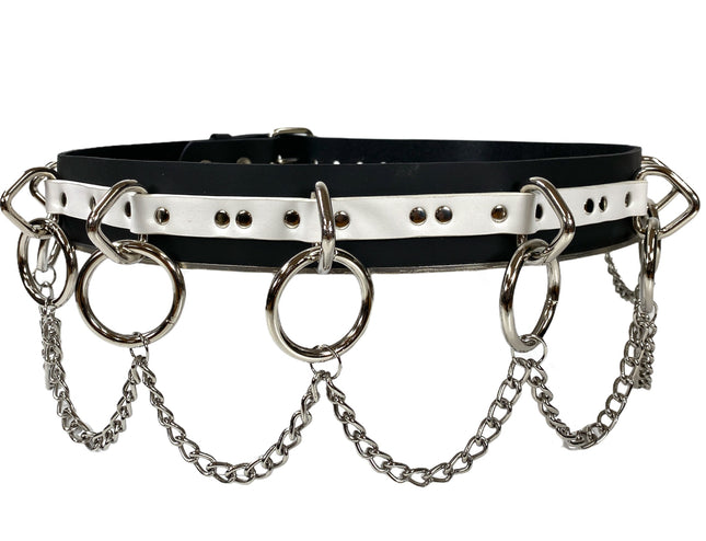 BT565BLK-WHT STRAPPED BONDAGE BELT