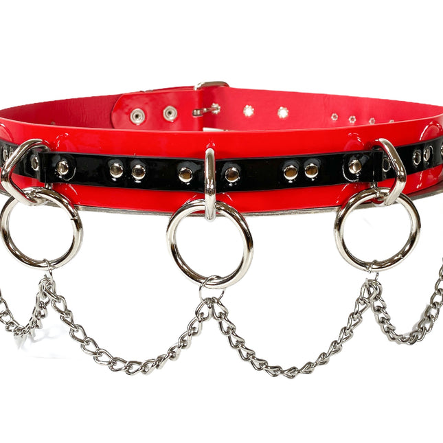 BT565RED-BLK STRAPPED BONDAGE BELT