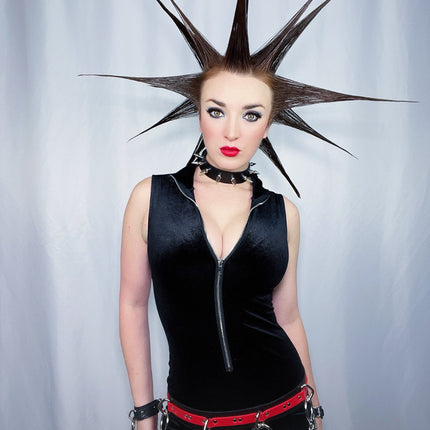 BT565BLK-RED STRAPPED BONDAGE BELT