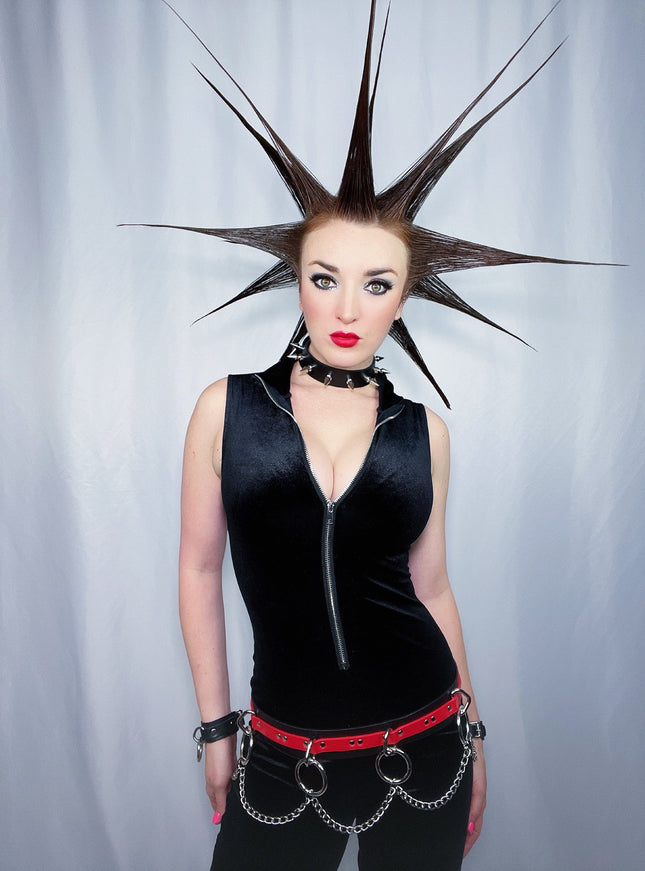 BT565BLK-RED STRAPPED BONDAGE BELT