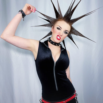 BT565BLK-RED STRAPPED BONDAGE BELT
