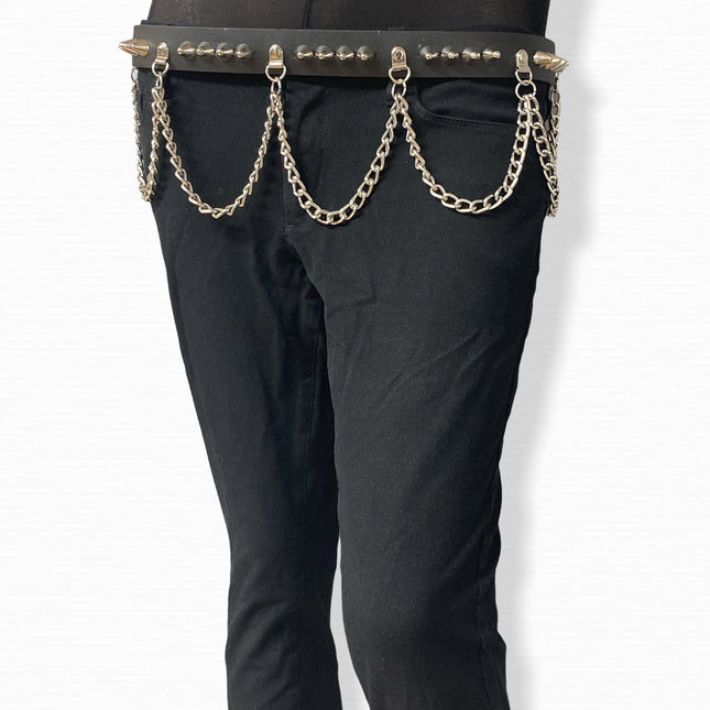 BT570 STUDDED BELT WITH CHAIN