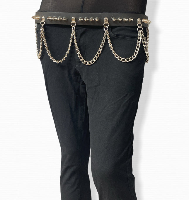 BT570 STUDDED BELT WITH CHAIN