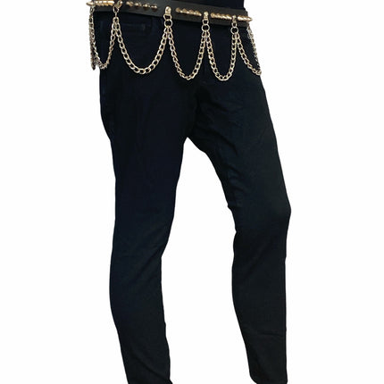 BT570 STUDDED BELT WITH CHAIN