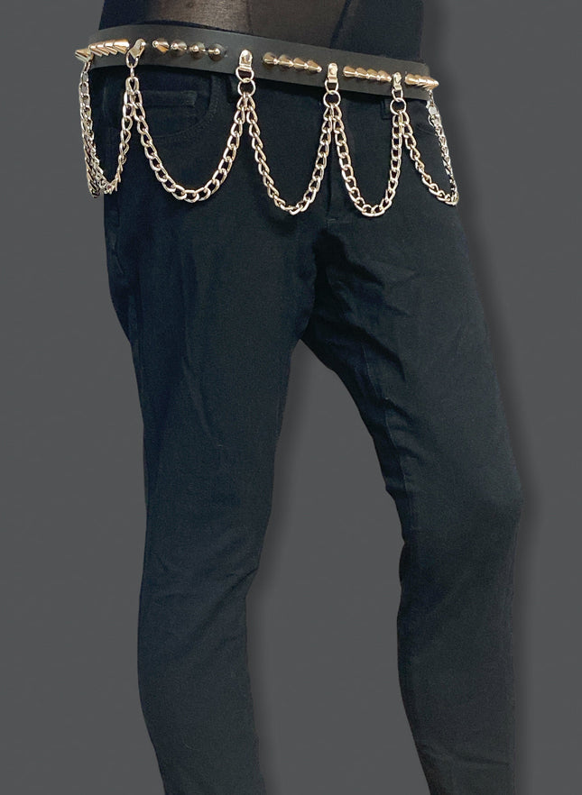BT570 STUDDED BELT WITH CHAIN