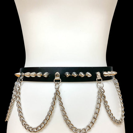 BT570 STUDDED BELT WITH CHAIN