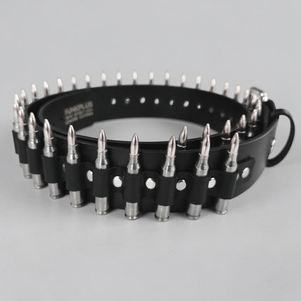 BT576NIC-NIC NICKEL SHELL NICKEL TIP GENUINE LEATHER BULLET BELT