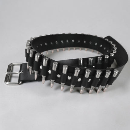 BT576NIC-NIC NICKEL SHELL NICKEL TIP GENUINE LEATHER BULLET BELT