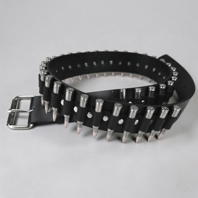 BT576NIC-NIC NICKEL SHELL NICKEL TIP GENUINE LEATHER BULLET BELT