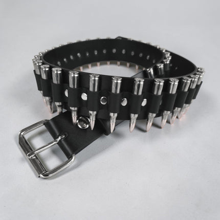 BT576NIC-NIC NICKEL SHELL NICKEL TIP GENUINE LEATHER BULLET BELT