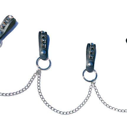 BT580 2 ROW STUDDED BELT WITH REMOVABLE RING AND CHAIN