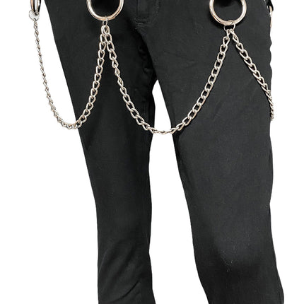 BT580 2 ROW STUDDED BELT WITH REMOVABLE RING AND CHAIN