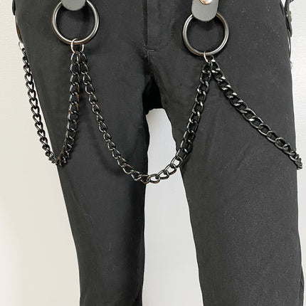 BT580-BS 2 ROW STUDDED BELT WITH REMOVABLE RING AND CHAIN