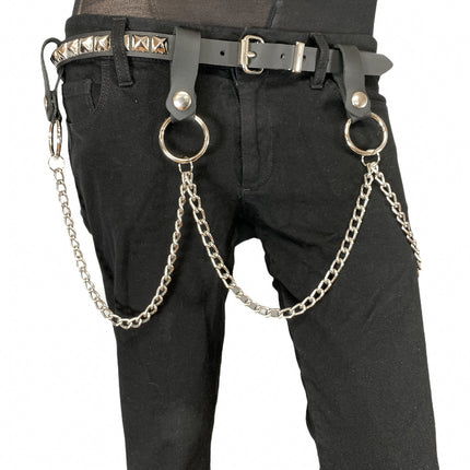 BT583 SINGLE ROW STUDDED BELT WITH REMOVABLE RING AND CHAIN