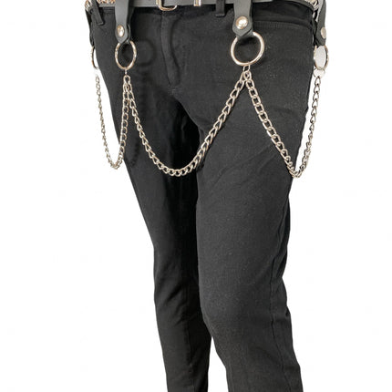 BT583 SINGLE ROW STUDDED BELT WITH REMOVABLE RING AND CHAIN