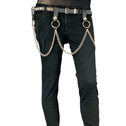 BT583 SINGLE ROW STUDDED BELT WITH REMOVABLE RING AND CHAIN