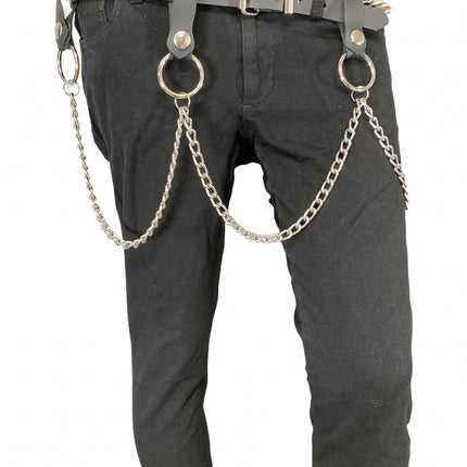 BT584 1 ROW STUDDED BELT WITH REMOVABLE RING AND CHAIN